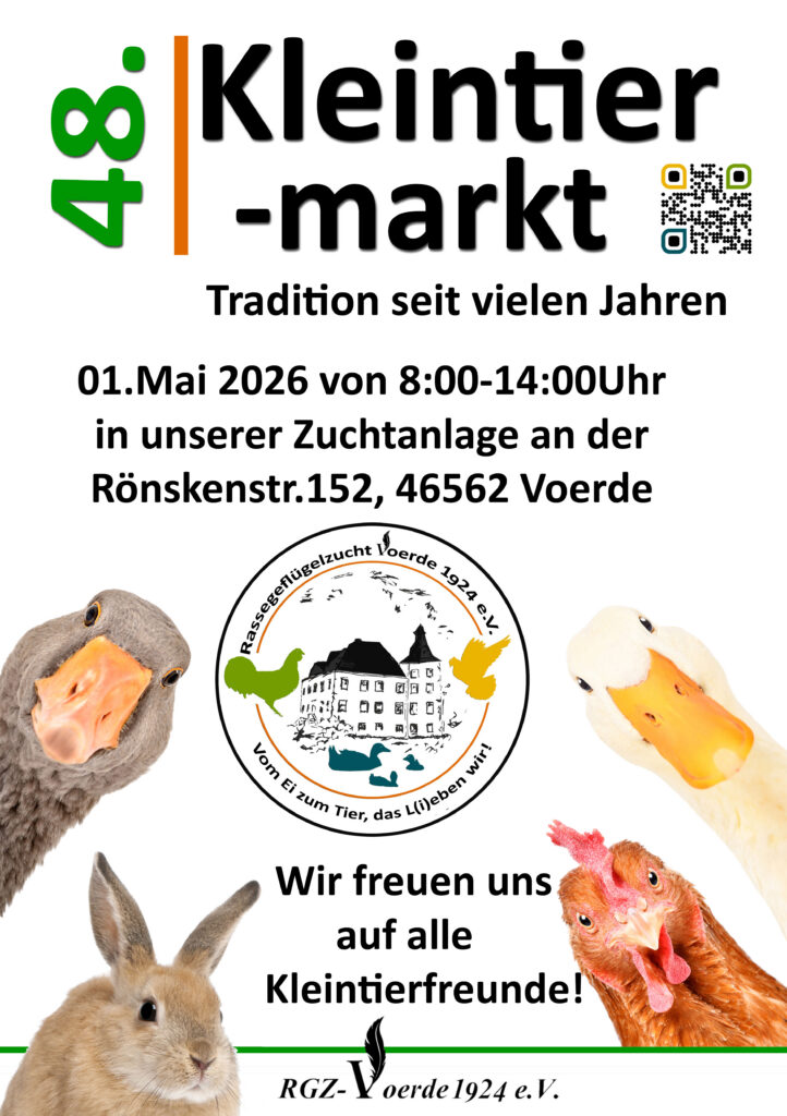 Plakat vom Kleintiermarkt beim RGZ Voerde 1924 e.V.